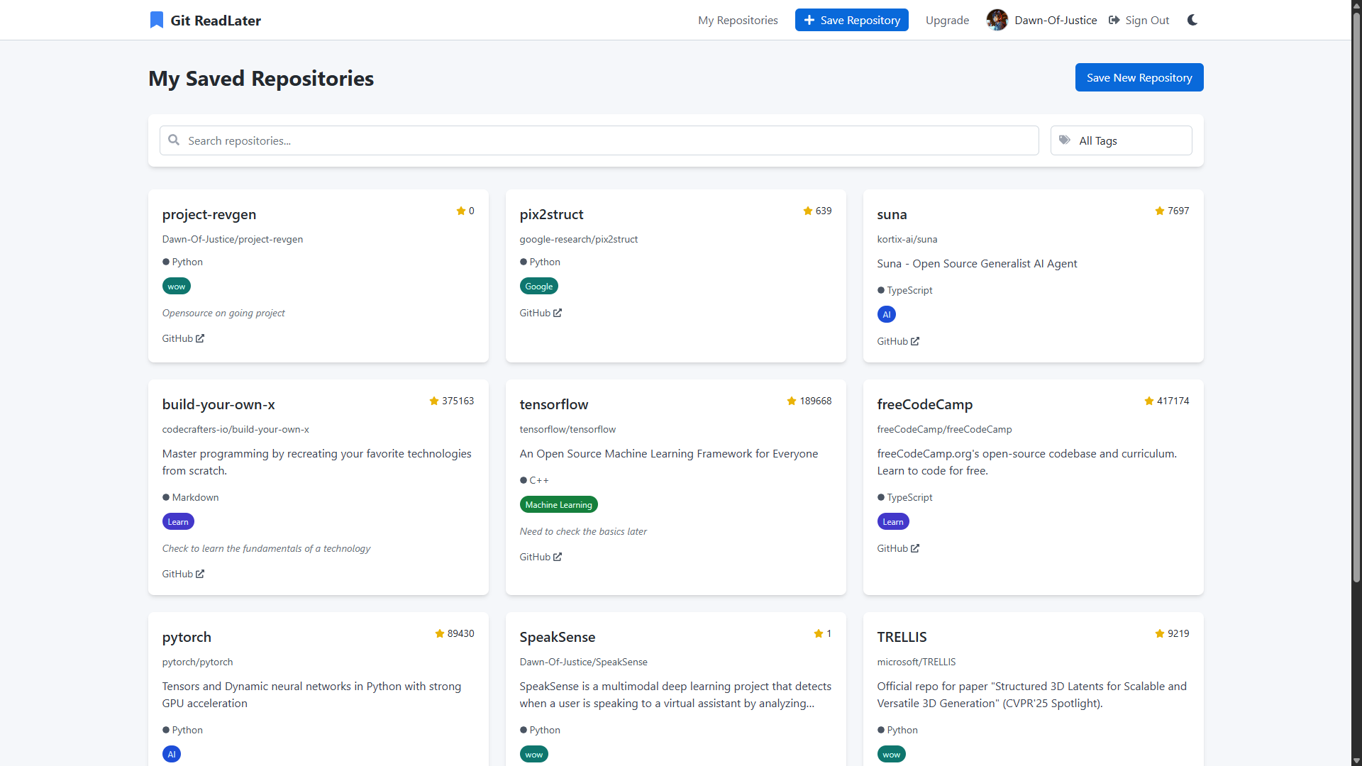 Git ReadLater Dashboard